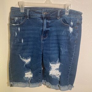 Judy Blue Dark Wash Distressed Jean Shorts